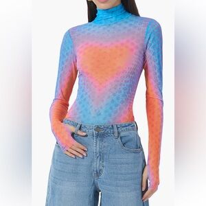 AFRM Zadie Semi Sheer Turtleneck Cyber Heart